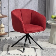 HOMCOM Fotoliu Pivotant la 360?, Fotoliu din Material Textil pentru Living ?i Birou, 58,5x59x78,5 cm, Ro?u foto