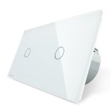 Intrerupator simplu x 2 cu indicator luminos Livolo VL-C701/C701-11, touch, incastrat, alb