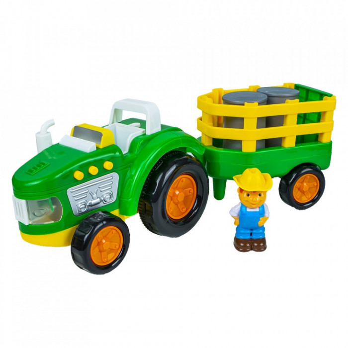 Tractor cu remorca + figurina fermier, 5-7 ani, 3-5 ani, Băieți