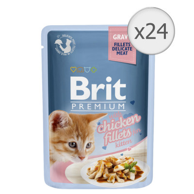 Hrana umeda pentru pisici Brit Premium Delicate Kitten, Pui in Sos, 24x85g foto