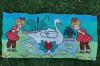 Peretar vechi cusatura pe etamina, lebada si 2 fetite, anii 60-70, Romania