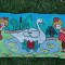 Peretar vechi cusatura pe etamina, lebada si 2 fetite, anii 60-70, Romania