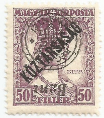 Romania, Em. Oradea, LP 24d/1919, Carol, Zita, supr. KOSTARSASAG, eroare 1, MNH foto