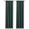 Draperii opace aspect in, cu carlige, 2 buc. verde, 140x245 cm