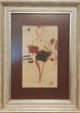 IOAN GANJU-PICTOR,ARTIST IESEAN-BALERINA-TEHNICA MIXTĂ PE CARTON-1987
