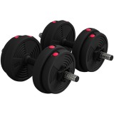 SPORTNOW Set 2 &icirc;n 1 cu 2 gantere convertibile &icirc;n halteră, 15 kg, cu discuri reglabile, roșu | Aosom Romania