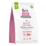 Brit Care Sustainable Adult Small Breed, XS-S, Pui și Insecte, hrană uscată c&acirc;ini, sistem digestiv, 3kg