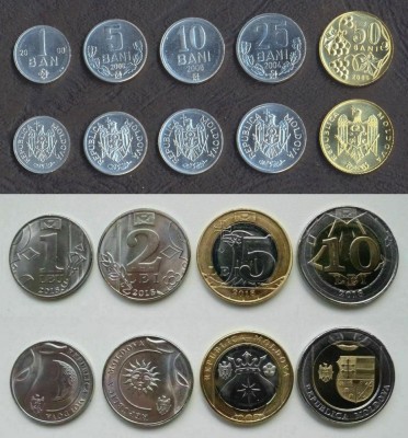MOLDOVA █ SET COMPLET DE MONEDE 1+5+10+25+50 Bani +1+2+5+10 Lei 2000-2023 █ UNC foto