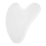 Cumpara ieftin Aparat Masaj Facial si Corporal - Piatra Gua Sha din Jad Alb - 8 cm