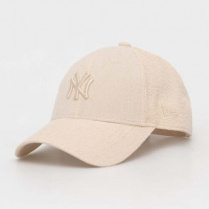 New Era sapca culoarea bej, cu imprimeu, NEW YORK YANKEES