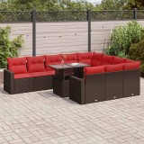VidaXL Set canapele grădină perne 11 piese, maro, poliratan/lemn acacia 3326395