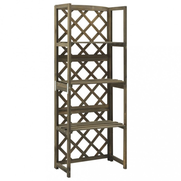 Gossi spalier cu rafturi, gri, 55x30x140 cm, lemn masiv brad