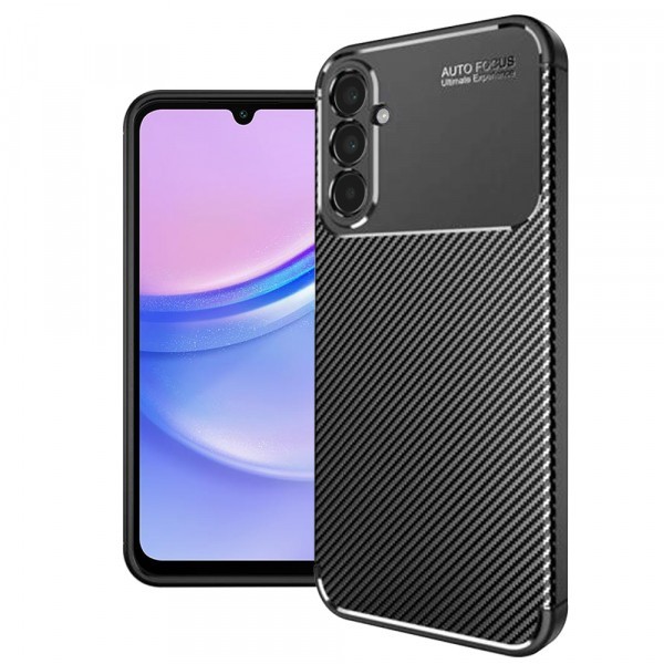 Husa pentru Samsung Galaxy A15 5G A156 / A15 A155, Techsuit, CarbonFiber, Neagra