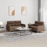 VidaXL Set de canapele cu perne, 2 piese, maro, textil