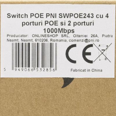 Switch PNI SWPOE243, POE, 6 x 10/100/1000 Mbps, Gigabit, din care 4 porturi PoE, carcasa metalica foto