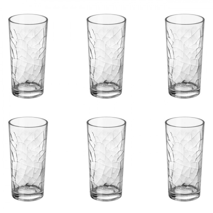 Set Pahare Sticlă, Crackled, Transparent, Capacitate 250ml, 6 Bucăți