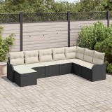 VidaXL Set de canapele pentru grădină 8 pcs Negru, alb Rattan poli