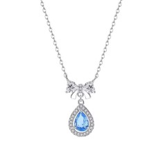 Lantisor Argint 925 Picatura Albastra cu Fundita - ALCA Fine Jewelry