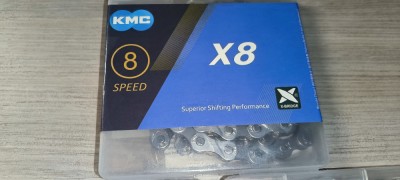 Lant sigilat pt. 8 pinioane &amp;ndash; KMC X 8 &amp;ndash; 116 zale &amp;ndash; FARA ZA RAPIDA + carte foto