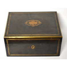 Caseta / cutie mare din lemn cu intarsie alama - Napoleon III - secol XIX