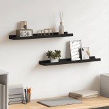 Rafturi perete vidaXL, 60cm, negre, set 2 buc, MDF, suport rame foto/decoratiuni, design modern