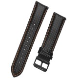 Curea piele compatibila Garmin Vivoactive 4, Telescoape QR, 22mm, Negru/Portocaliu