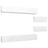 Cumpara ieftin Set dulapuri TV, 6 piese, alb, lemn prelucrat