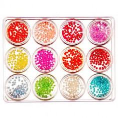 Kit mixt nail art, 12 buc - pătrat 5g