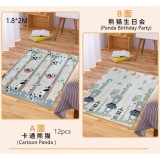 Covoras pentru Copii, Flippy, cu 2 Fete, Model Panda-Petrecere, +3 Luni, 180x200x1 cm, Multicolor