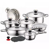 Set vase de gatit 16 piese Cheffinger, Inox, Baza 9 straturi, Inductie