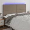 VidaXL Tăblie de pat cu LED, gri taupe, 180x5x118/128 cm, textil