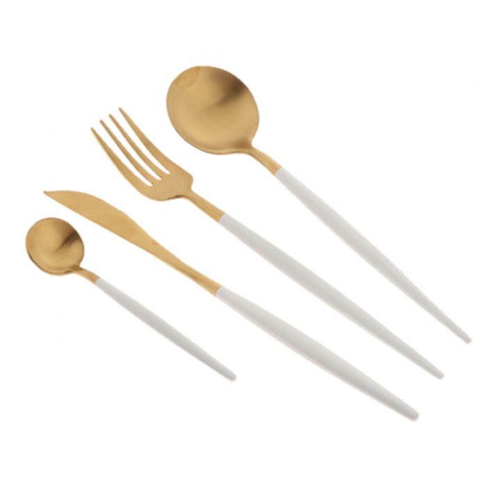 Set tacamuri Portugheze Luxury White and Gold Edition, 24 piese, 6 persoane