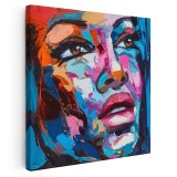 Tablou portret pictura in ulei femeie, multicolor 1395 Tablou canvas pe panza CU RAMA 60x60 cm
