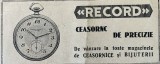 1931 Reclamă rom&acirc;nească Ceasuri de buzunar RECORD in magazinele de CEASORNICE si BIJUTERII Romania interbelica moda lux industrie de precizie