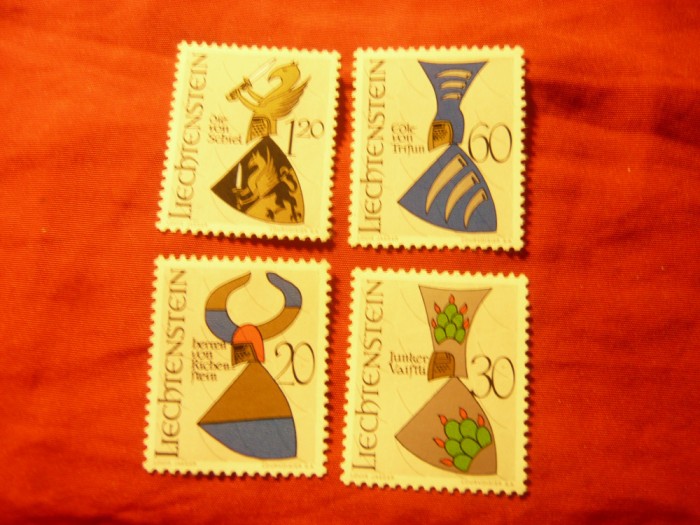Serie Liechtenstein 1966 Embleme Istorice - coifuri , 4 valori