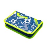 Penar neechipat Fotbal,1 compartiment, 2 extensii, albastru cu verde,20x14x4 cm, Starpak