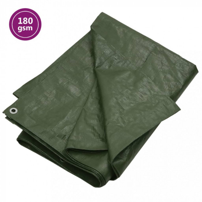 vidaXL Prelată 180 g/m&sup2;, verde, 6x12 m, HDPE