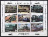 Sao Tome si Principe 1997 - A 150-a aniversare a Căilor Ferate Elvețiene, Bloc, Cota 25 EURO (Ușoare pliuri !)