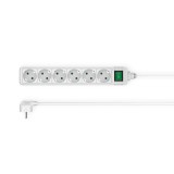Prelungitor Hama, 6 prize, 3 m, 3680 W, 3 x 1.5 mmp, contact de protectie, intrerupator, alb