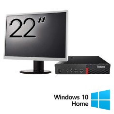 Pachet Refurbished Calculator Lenovo ThinkCentre M710q Mini PC, Intel Core i5-6500T 2.50GHz, 8GB DDR4, 256GB SSD + Monitor 22 Inch + Windows 10 Home N foto