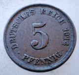 1.312 GERMANIA WWI 5 PFENNIG 1914 A, Europa, Cupru-Nichel