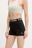 Puma pantaloni scurți de antrenament Strong culoarea negru, cu imprimeu, high waist, 526002