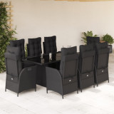 Set mobilier de gradina cu perne, 9 piese, negru, poliratan GartenMobel Dekor, vidaXL