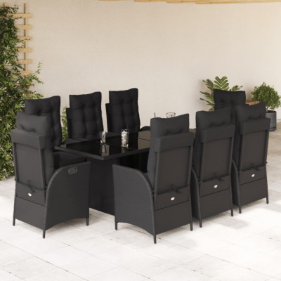 Set mobilier de gradina cu perne, 9 piese, negru, poliratan GartenMobel Dekor foto