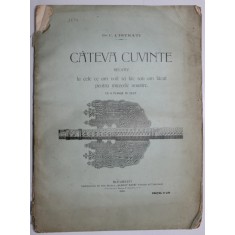 CATEVA CUVINTE RELATIVE LA CE AM VOIT SA FAC SAU AM FACUT PENTRU MUZEELE NOASTRE de Dr. C. I. ISTRATI - BUCURESTI, 1908
