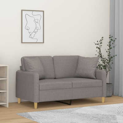 vidaXL Canapea cu 2 locuri cu pernuțe, gri deschis, 120 cm, textil foto