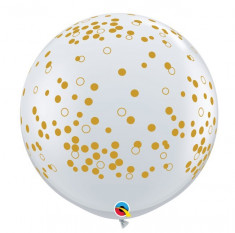 Balon jumbo transparent imprimat confetti aurii 90 cm foto