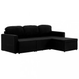 Cumpara ieftin Canapea extensibila modulara cu 3 locuri, negru, textil