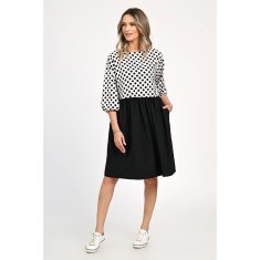 Rochie Medie Dama, Casual, cu Buline alb/negru 309 - M