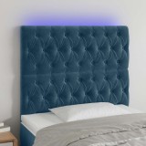 vidaXL Tăblie de pat cu LED, albastru &icirc;nchis, 90x7x118/128cm, catifea 3122800